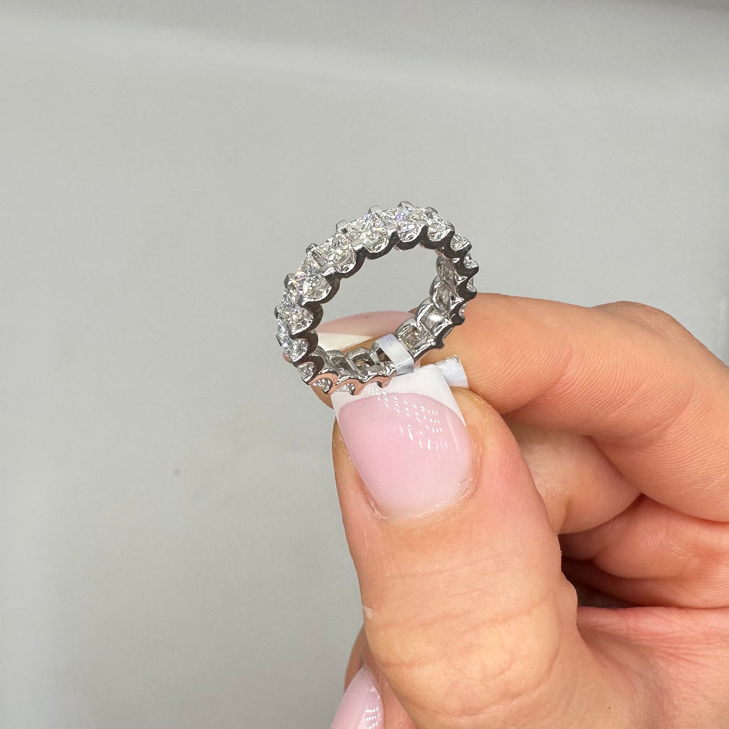 14K White Gold 3.03CT Princess Cut Diamond Band Ring WB601 GATJ