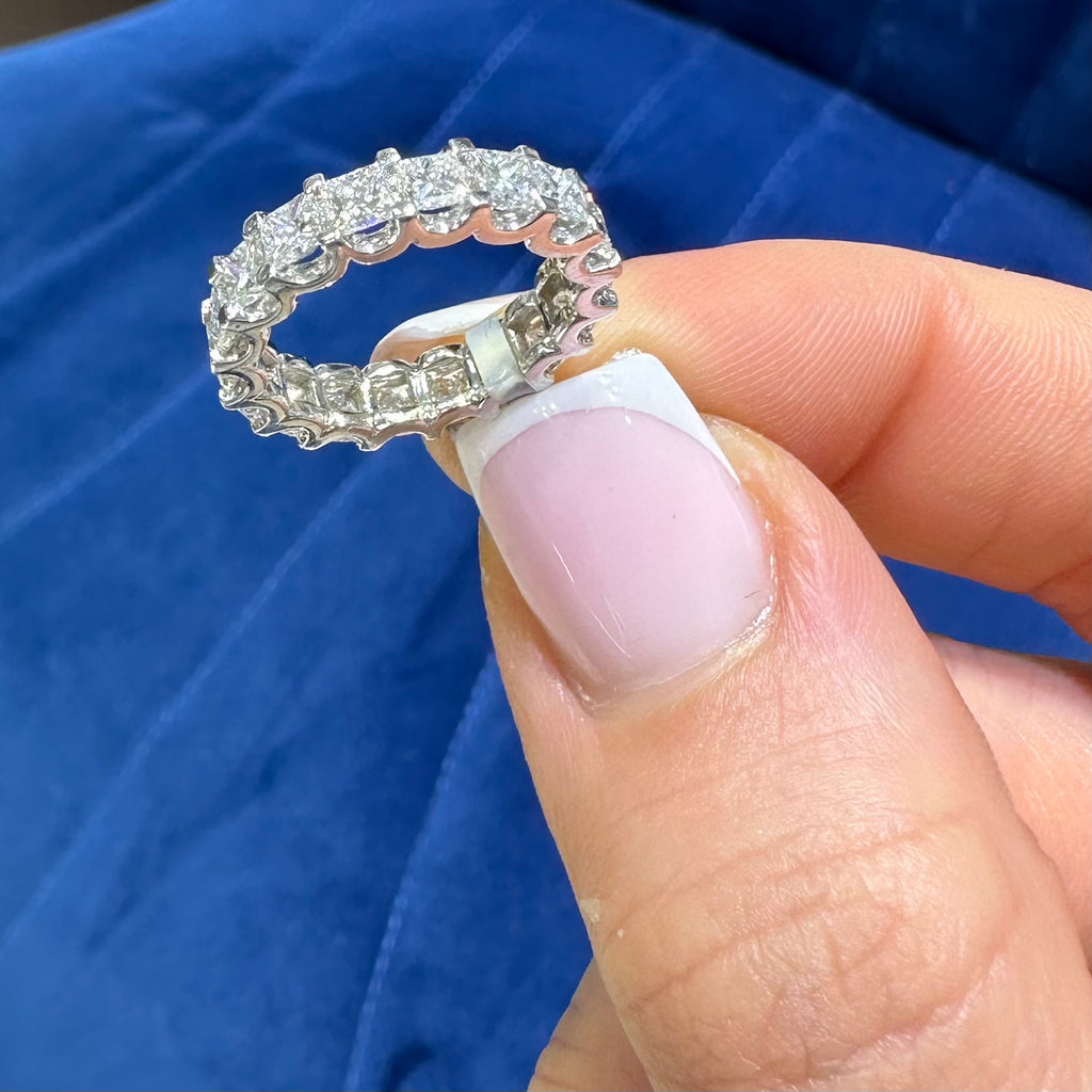 14K White Gold 3.03CT Princess Cut Diamond Band Ring WB601 GATJ
