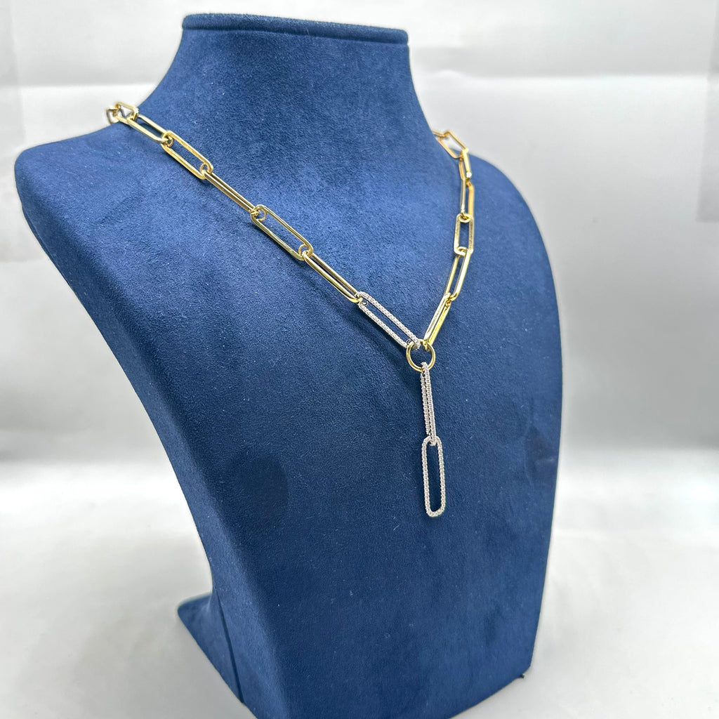 18K 2-Tone Gold Diamond Link Necklace – 0.65 CT NNJJ A48278N-1