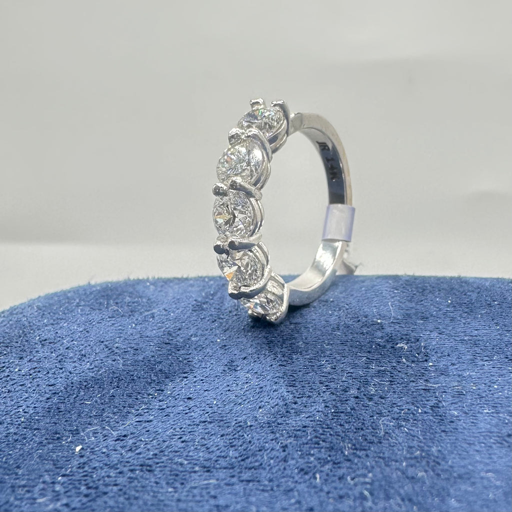 14K White Gold Five Stone Diamond Band Ring WB0191 NETJ
