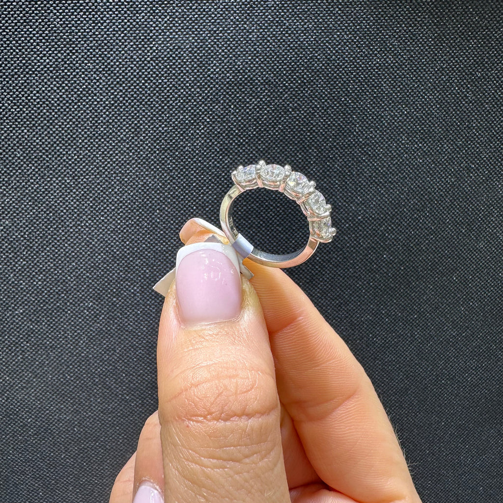 14K White Gold Five Stone Diamond Band Ring WB0191 NETJ