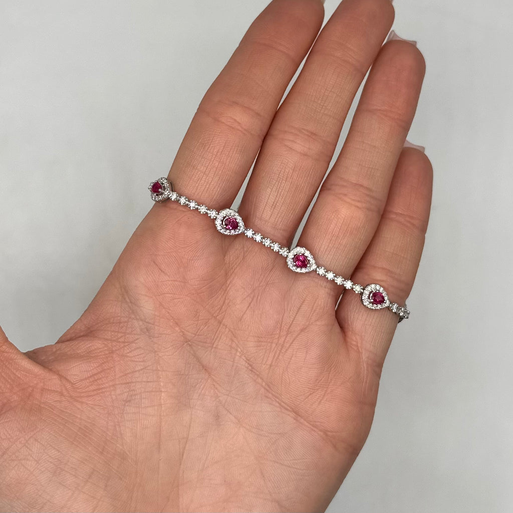 18K White Gold Diamond & Ruby Bracelet – 1.09 CT Diamonds & 1.22 CT Rubies DB0021 IAJJ