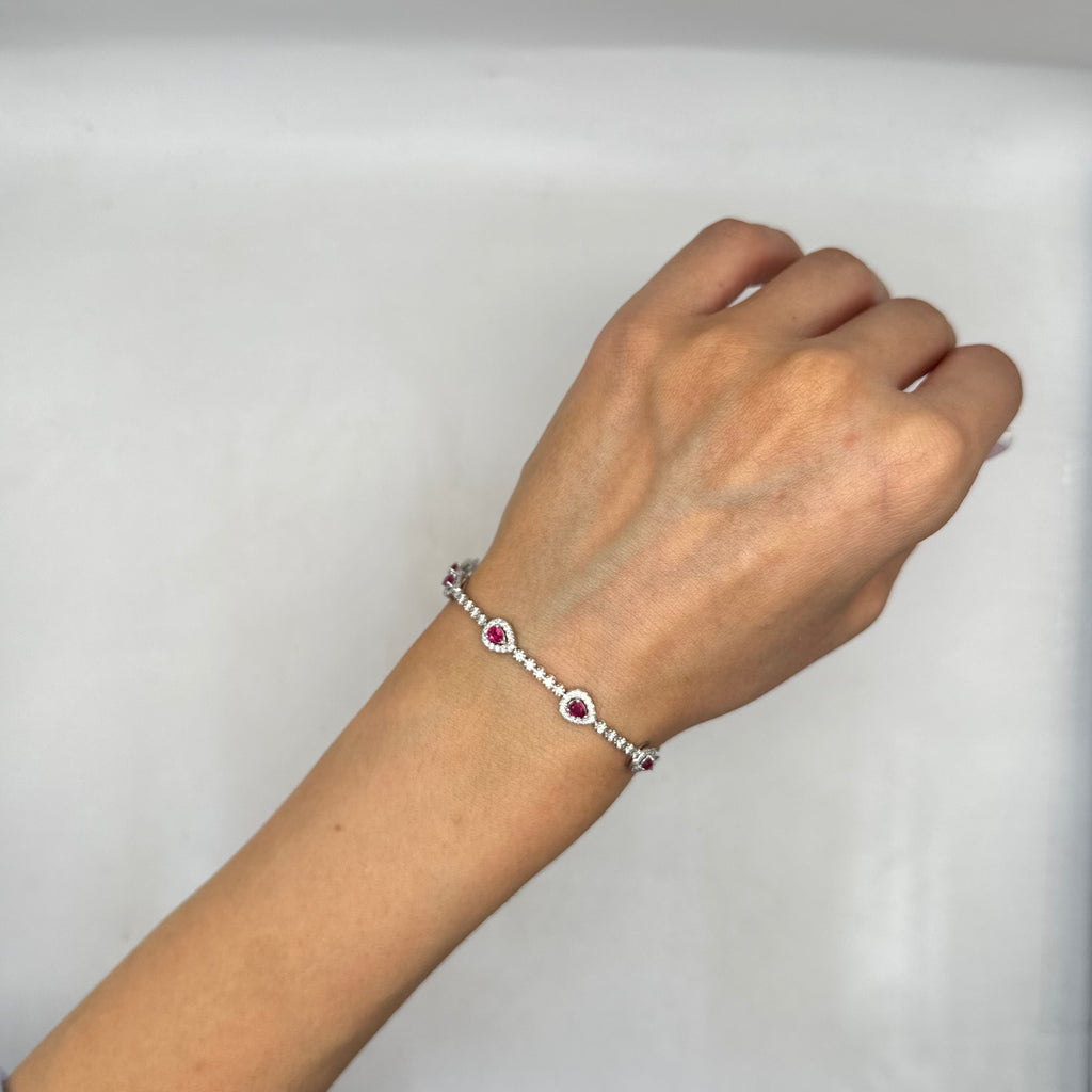 18K White Gold Diamond & Ruby Bracelet – 1.09 CT Diamonds & 1.22 CT Rubies DB0021 IAJJ