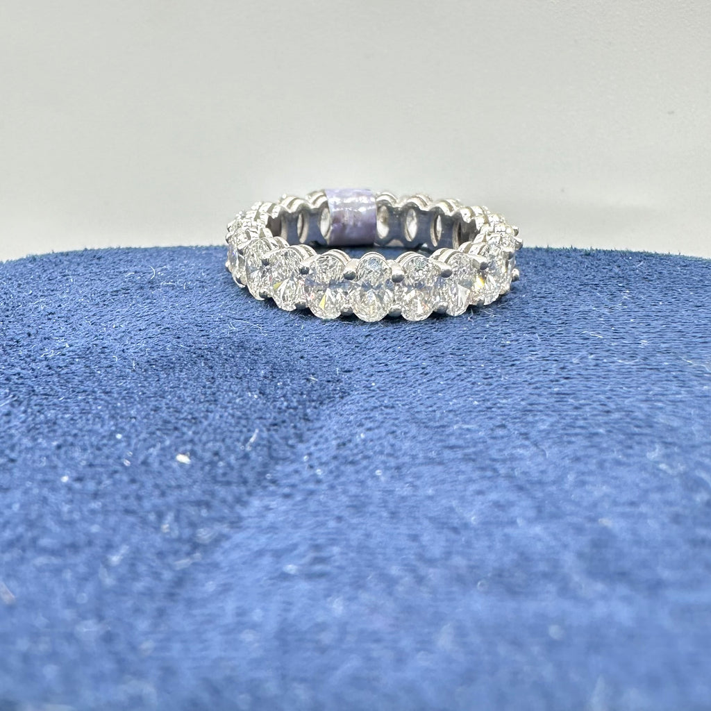 14K White Gold 4.05CT Oval Diamond Eternity Band Ring – Size 6 WB169 AGJJ