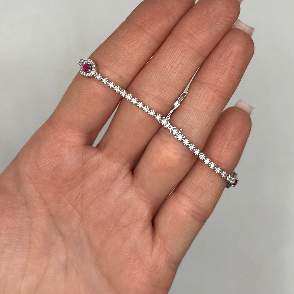 18K White Gold Diamond & Ruby Bracelet – 1.09 CT Diamonds & 1.22 CT Rubies DB0021 IAJJ