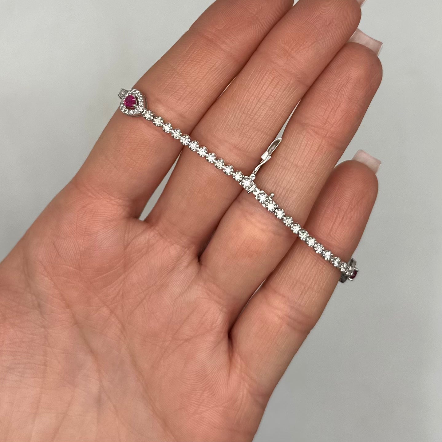 18K White Gold Diamond & Ruby Bracelet – 1.09 CT Diamonds & 1.22 CT Rubies DB0021 IAJJ