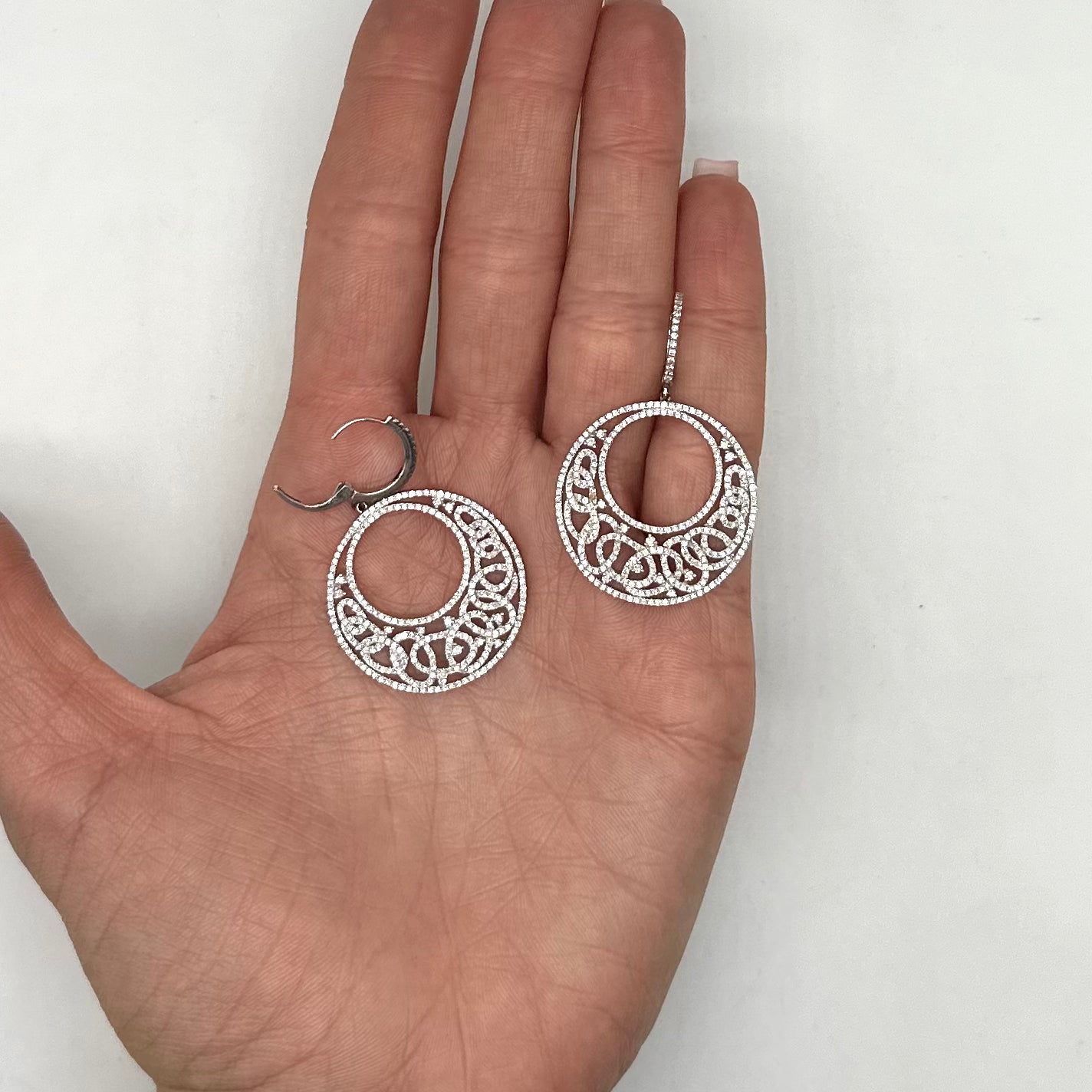 18K White Gold Diamond Circle Earrings – 1.20 CT DIER0160 IEJJ