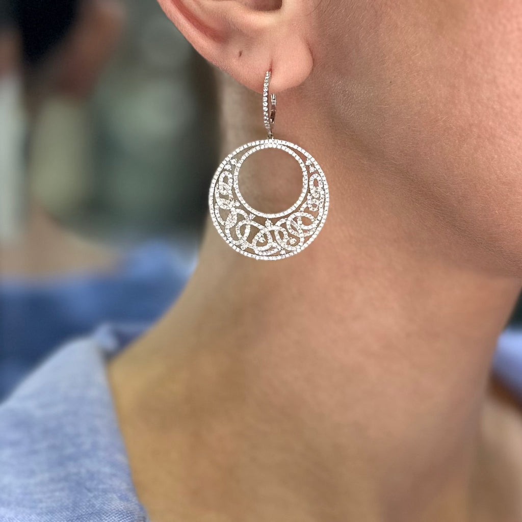 18K White Gold Diamond Circle Earrings – 1.20 CT DIER0160 IEJJ