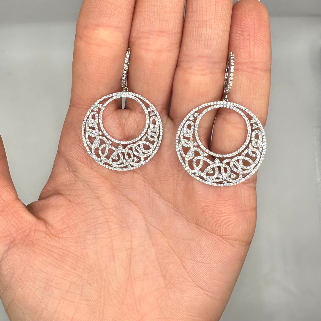 18K White Gold Diamond Circle Earrings – 1.20 CT DIER0160 IEJJ