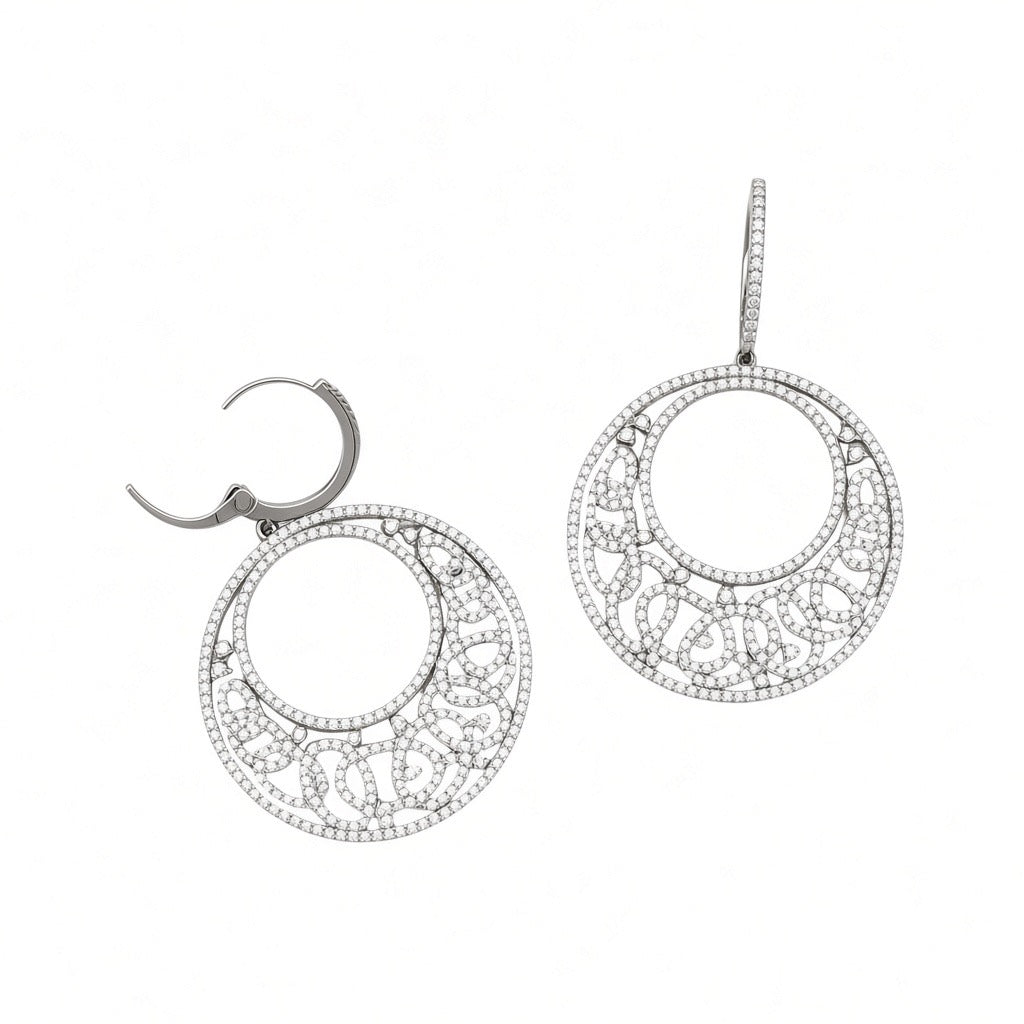 18K White Gold Diamond Circle Earrings – 1.20 CT DIER0160 IEJJ