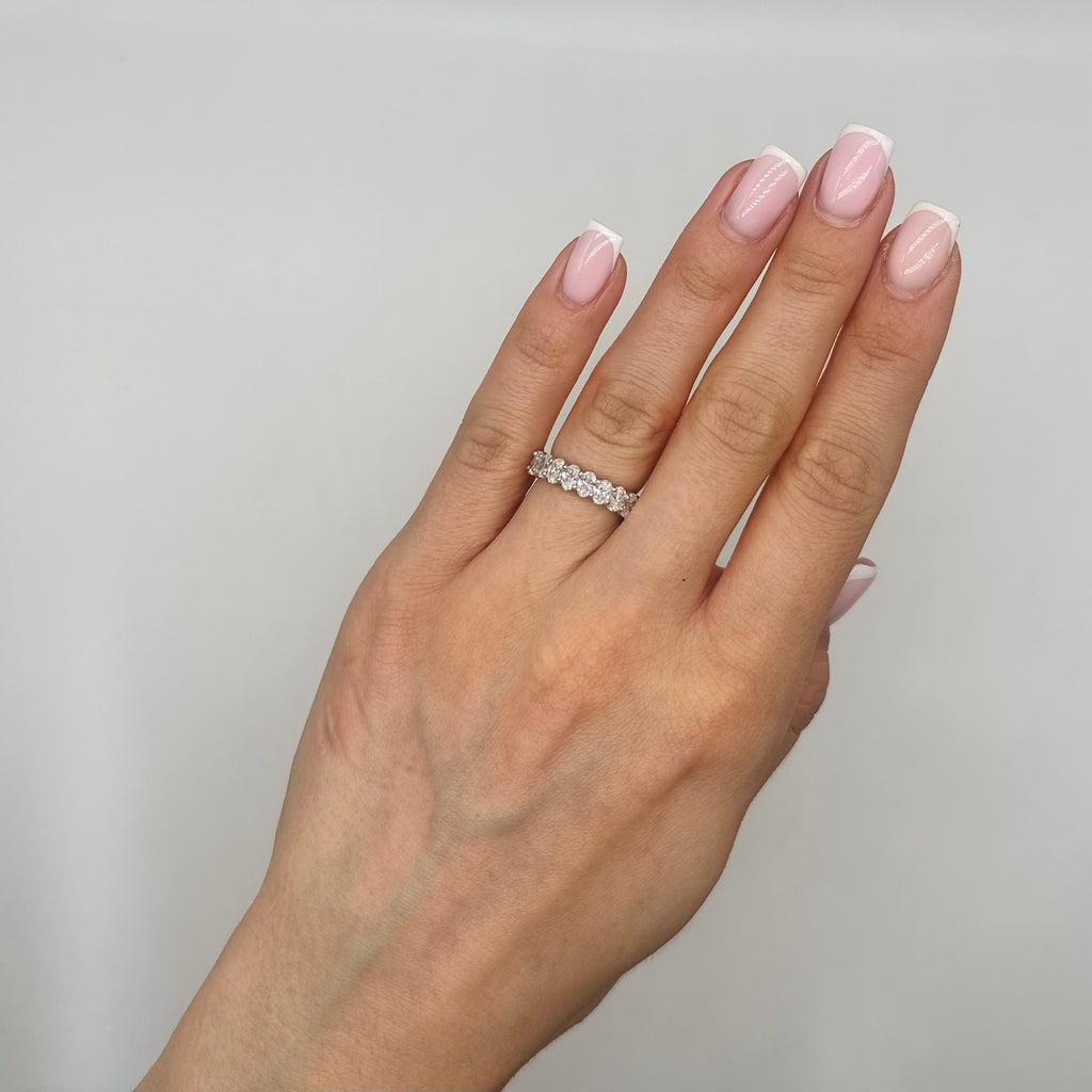 14K White Gold 4.05CT Oval Diamond Eternity Band Ring – Size 6 WB169 AGJJ
