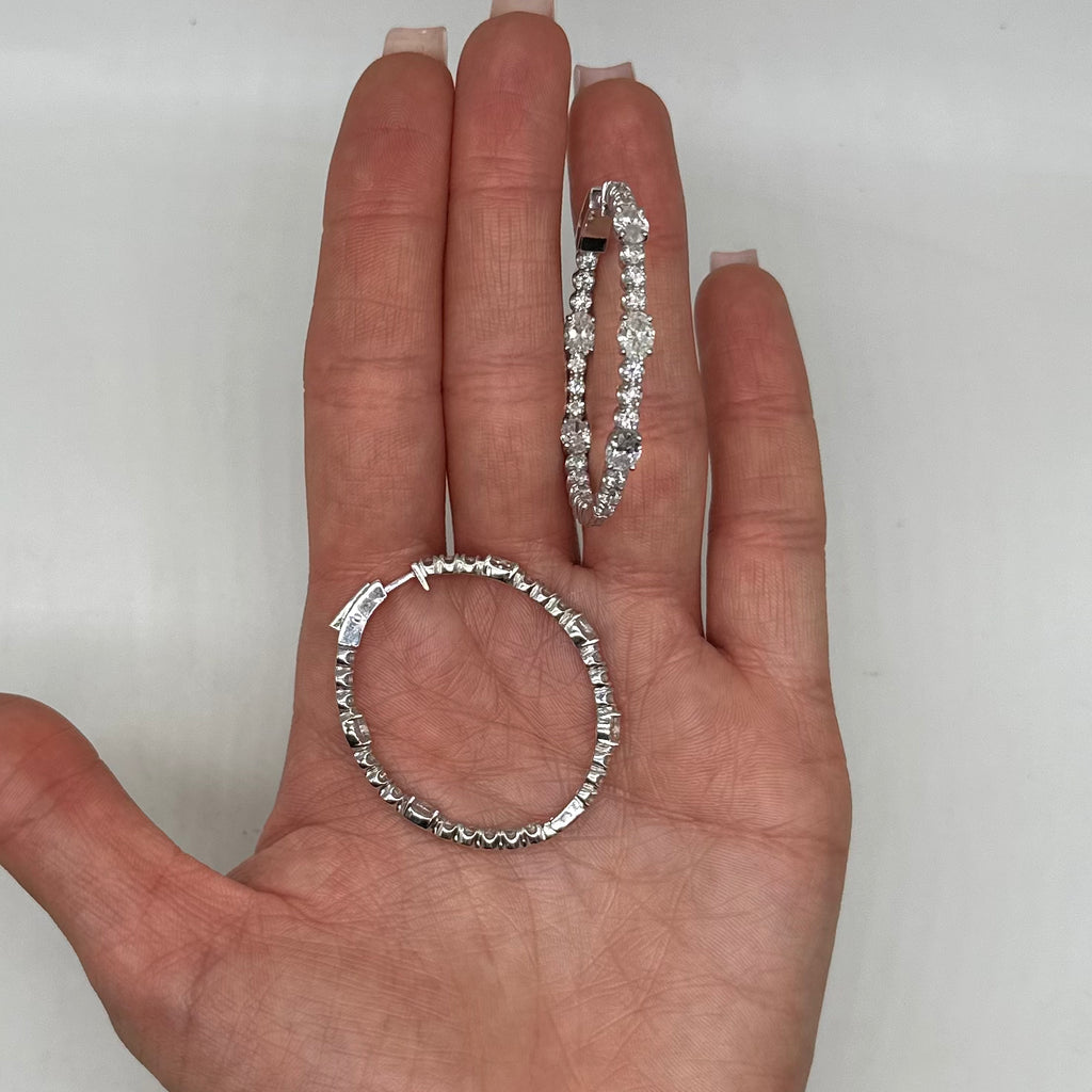 14K White Gold 7.69 CT Lab-Grown Diamond Inside-Out Hoops GAJJ