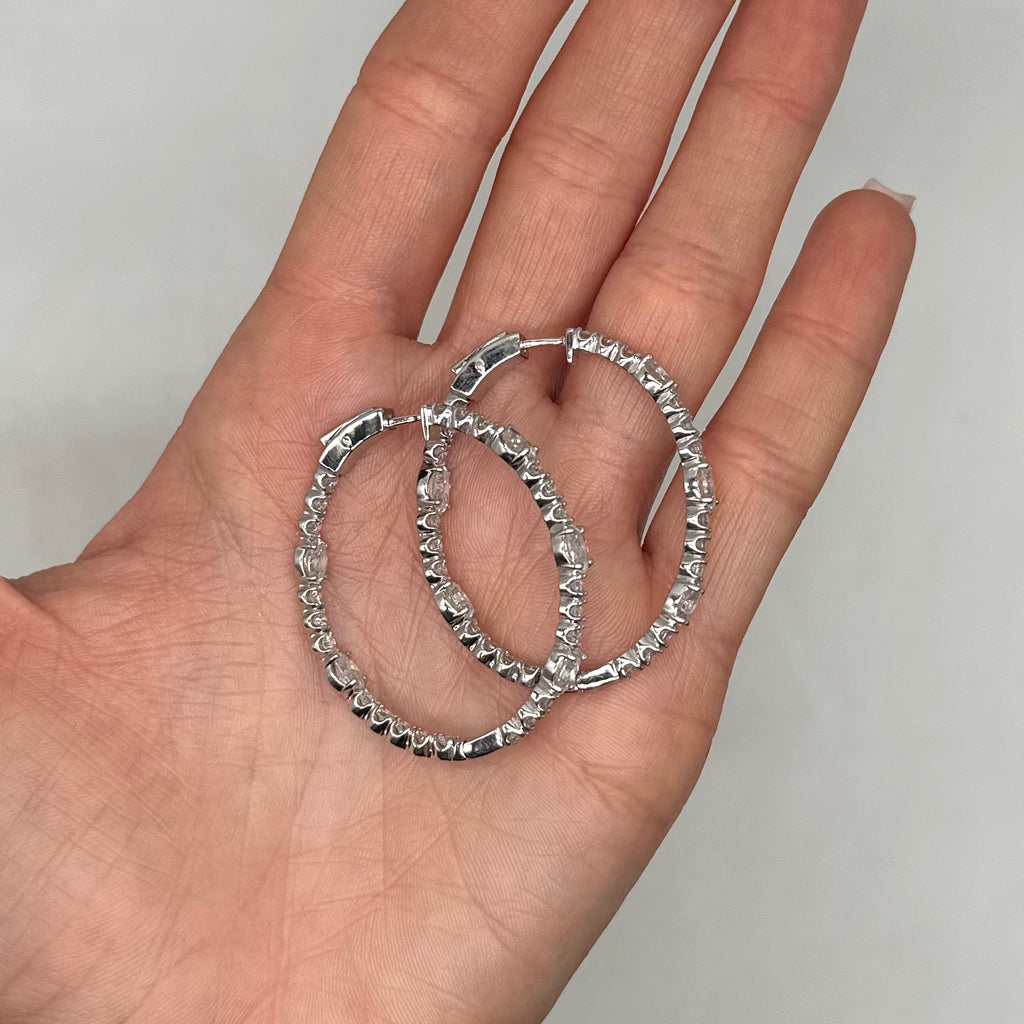 14K White Gold 7.69 CT Lab-Grown Diamond Inside-Out Hoops GAJJ