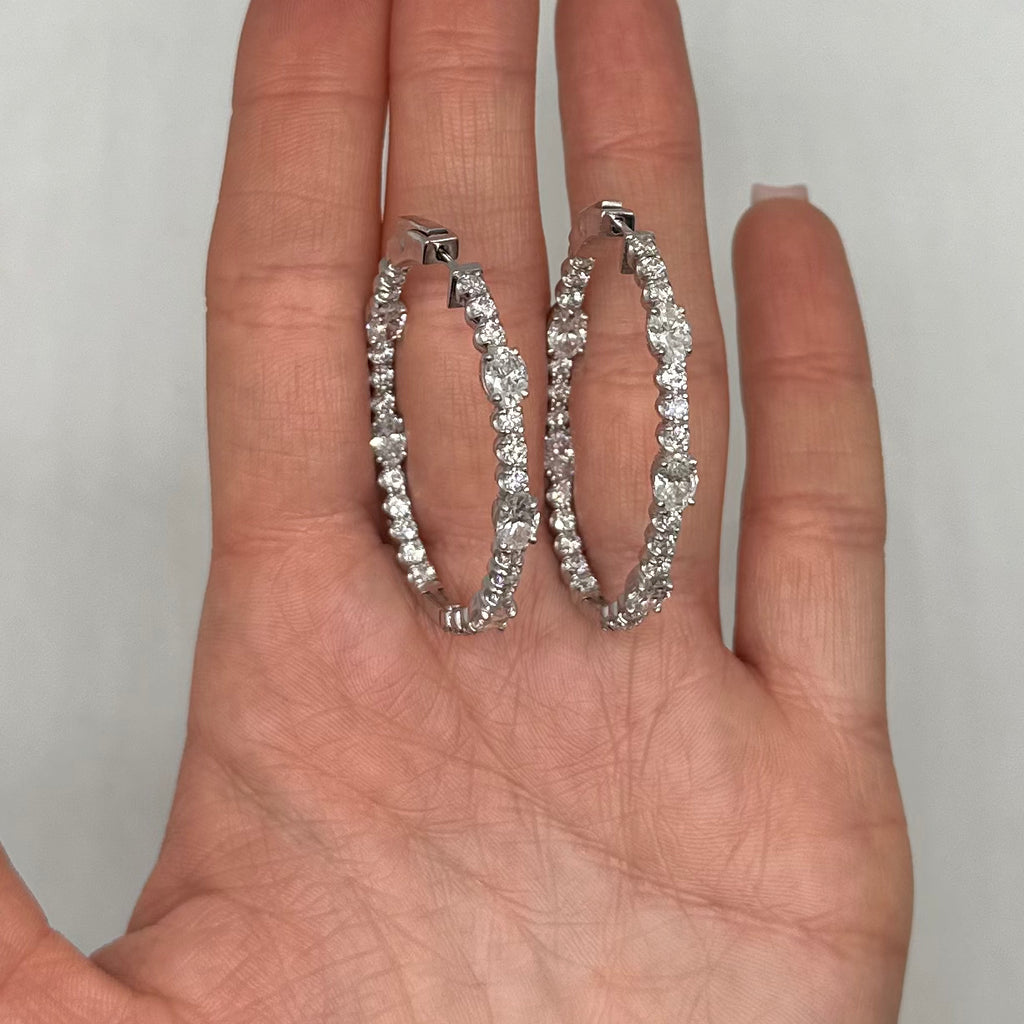 14K White Gold 7.69 CT Lab-Grown Diamond Inside-Out Hoops GAJJ