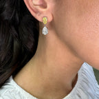 14K White Gold 6.65CT Lab Grown Yellow & White Diamond Drop Earrings ER00028 ITJJ