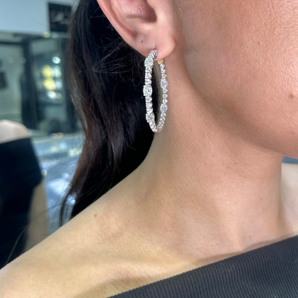 14K White Gold 7.69 CT Lab-Grown Diamond Inside-Out Hoops GAJJ