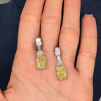 14K White Gold 12.34CT Lab-Grown Yellow & White Diamond Drop Earrings 1596405 GZTJ
