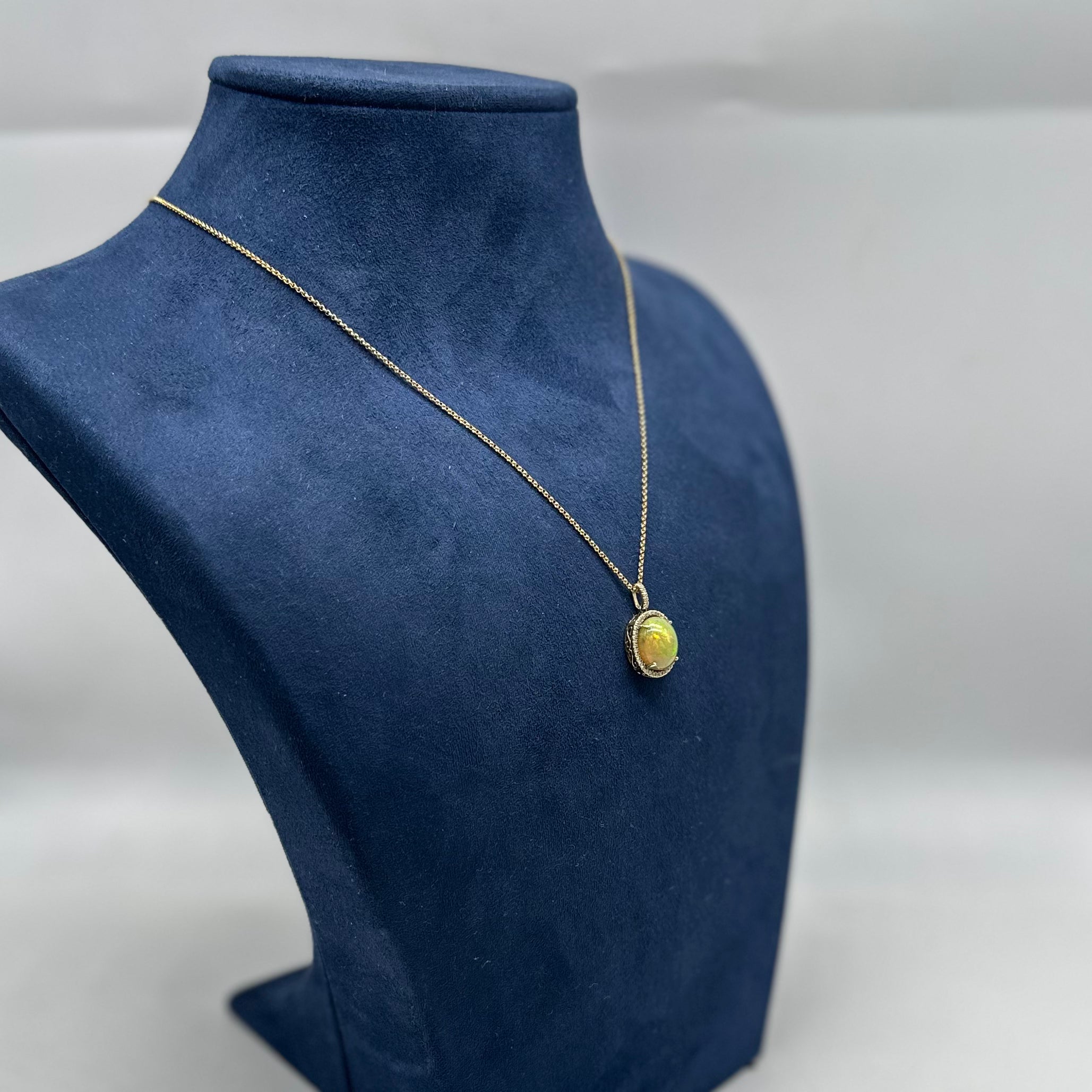 14K Yellow Gold Opal Diamond Pendant Necklace – 2.58 CT Opal & 0.13 CT Diamonds DC-N13881-1