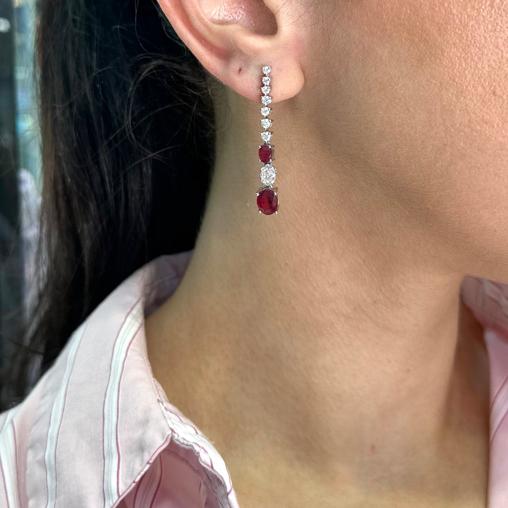 14K White Gold 4.39ct Ruby & 0.99ct Diamond Earrings RUDER01 LTJ