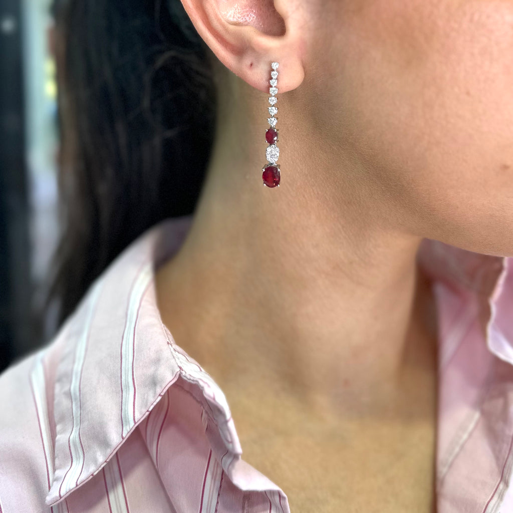 14K White Gold 4.39ct Ruby & 0.99ct Diamond Earrings RUDER01 LTJ