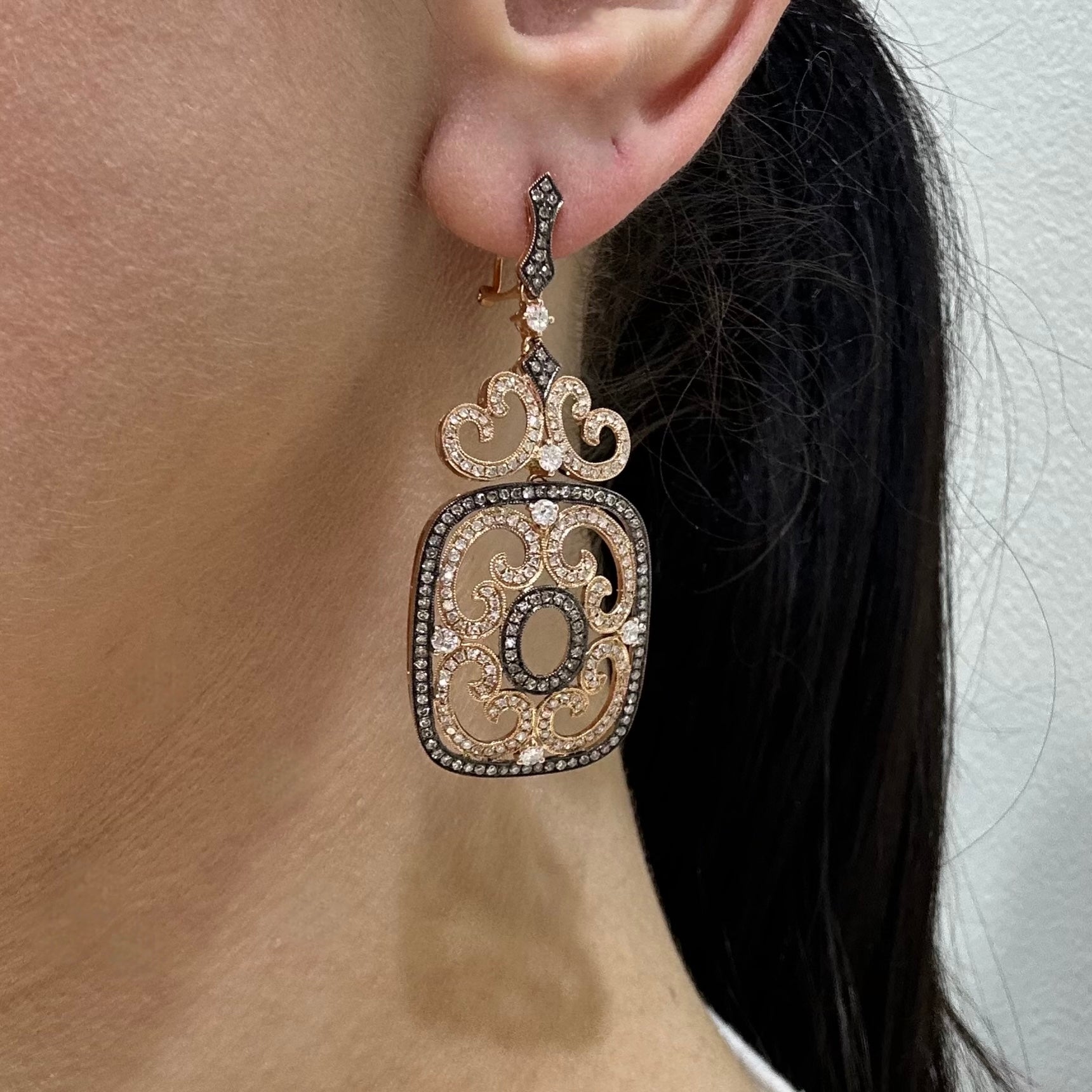 14K Rose Gold 3.36ct Diamonds Earrings DCE9342-2 GIJJ
