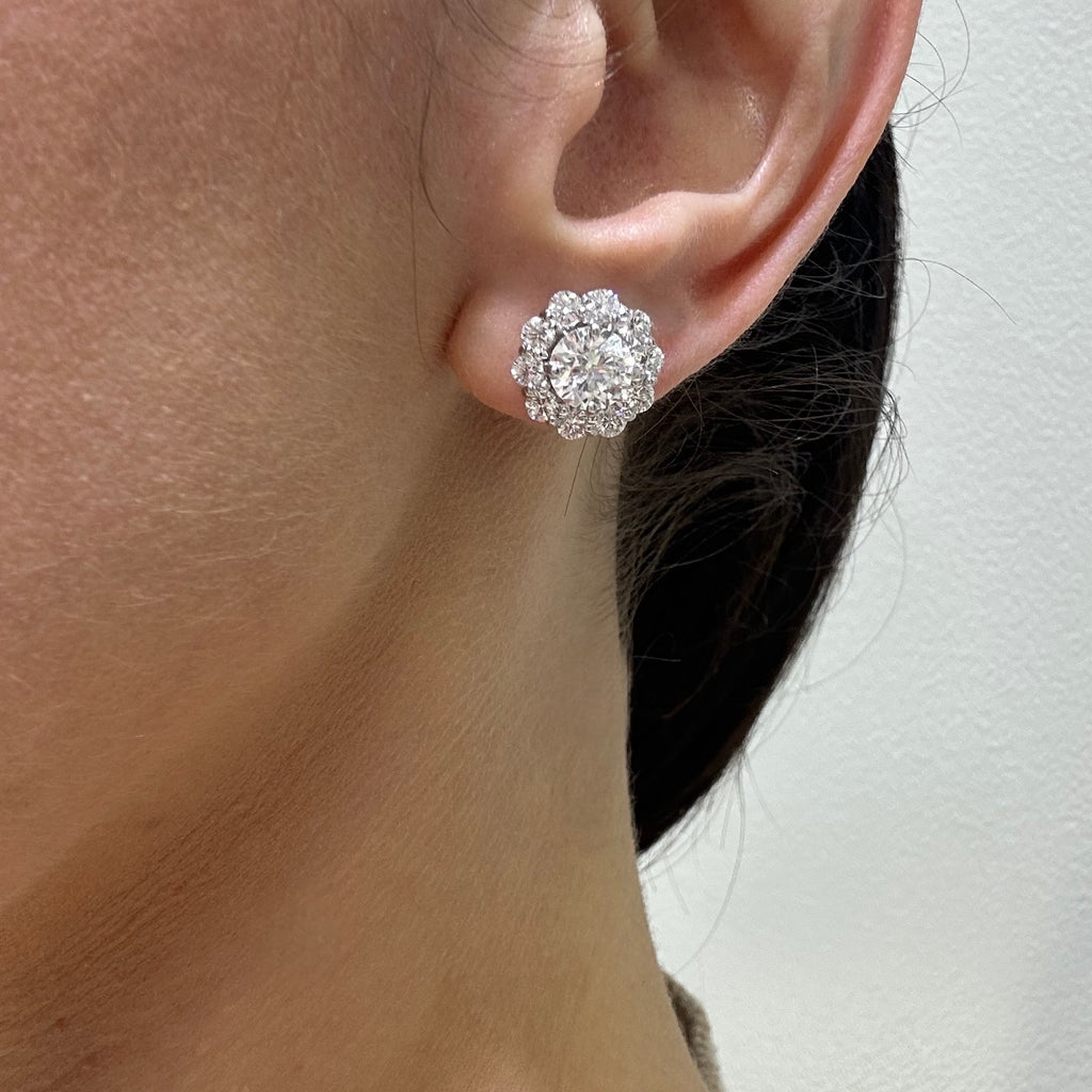 14K White Gold 4.62 CTW Clarity Enhanced Diamond Halo Earrings ETJJ
