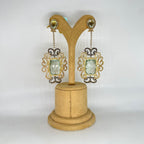 18K Yellow Gold Green Amethyst & Diamond Earrings – 47.31 CT NJJJ EA5916