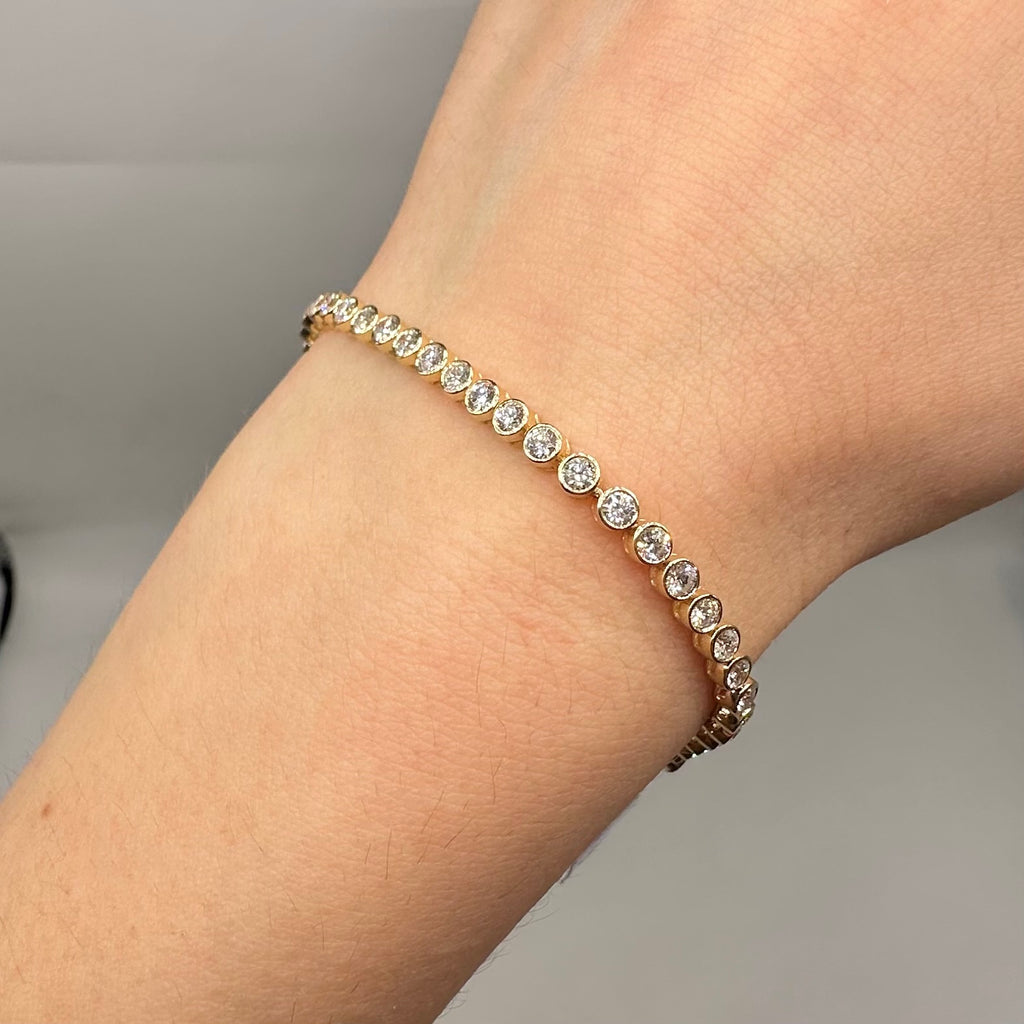14K Yellow Gold Bezel Set Diamond Tennis Bracelet – 3.22 CT PJBR5587A-017