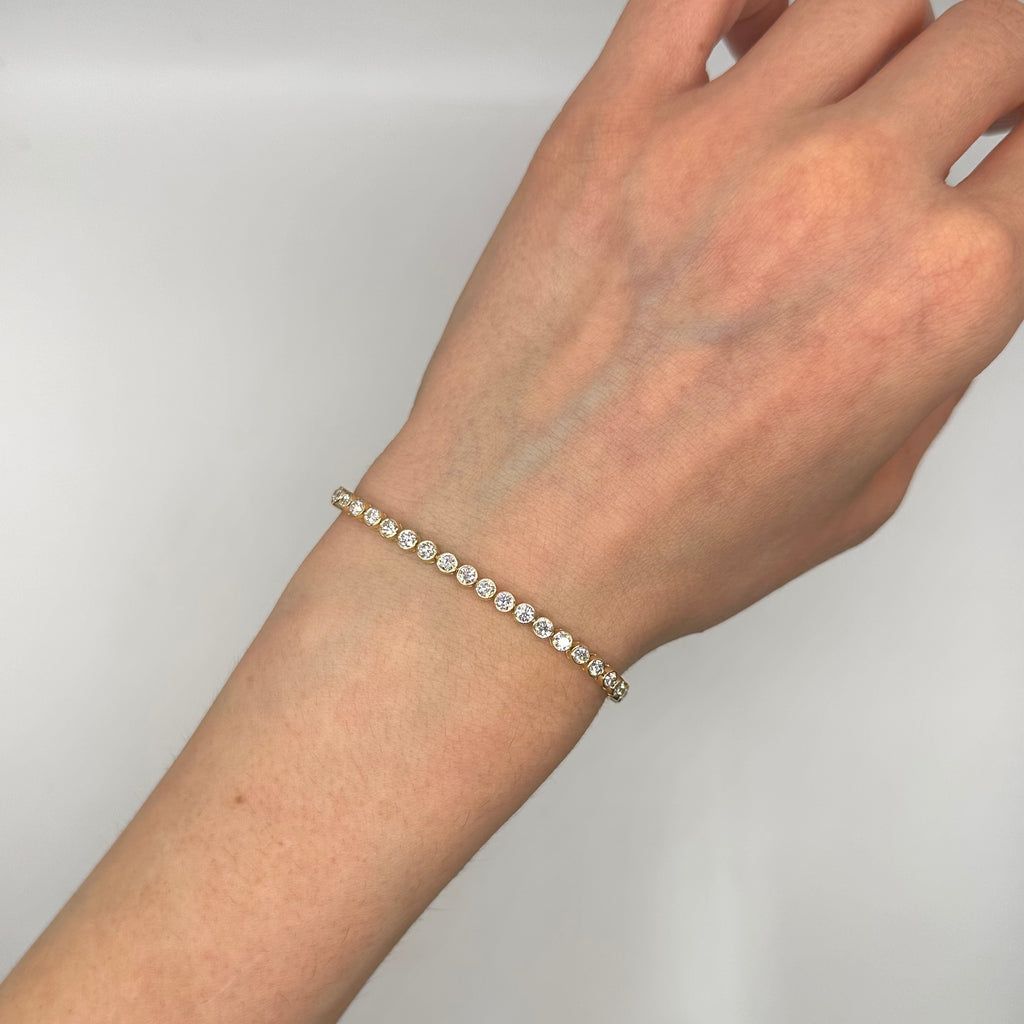 14K Yellow Gold Bezel Set Diamond Tennis Bracelet – 3.22 CT PJBR5587A-017