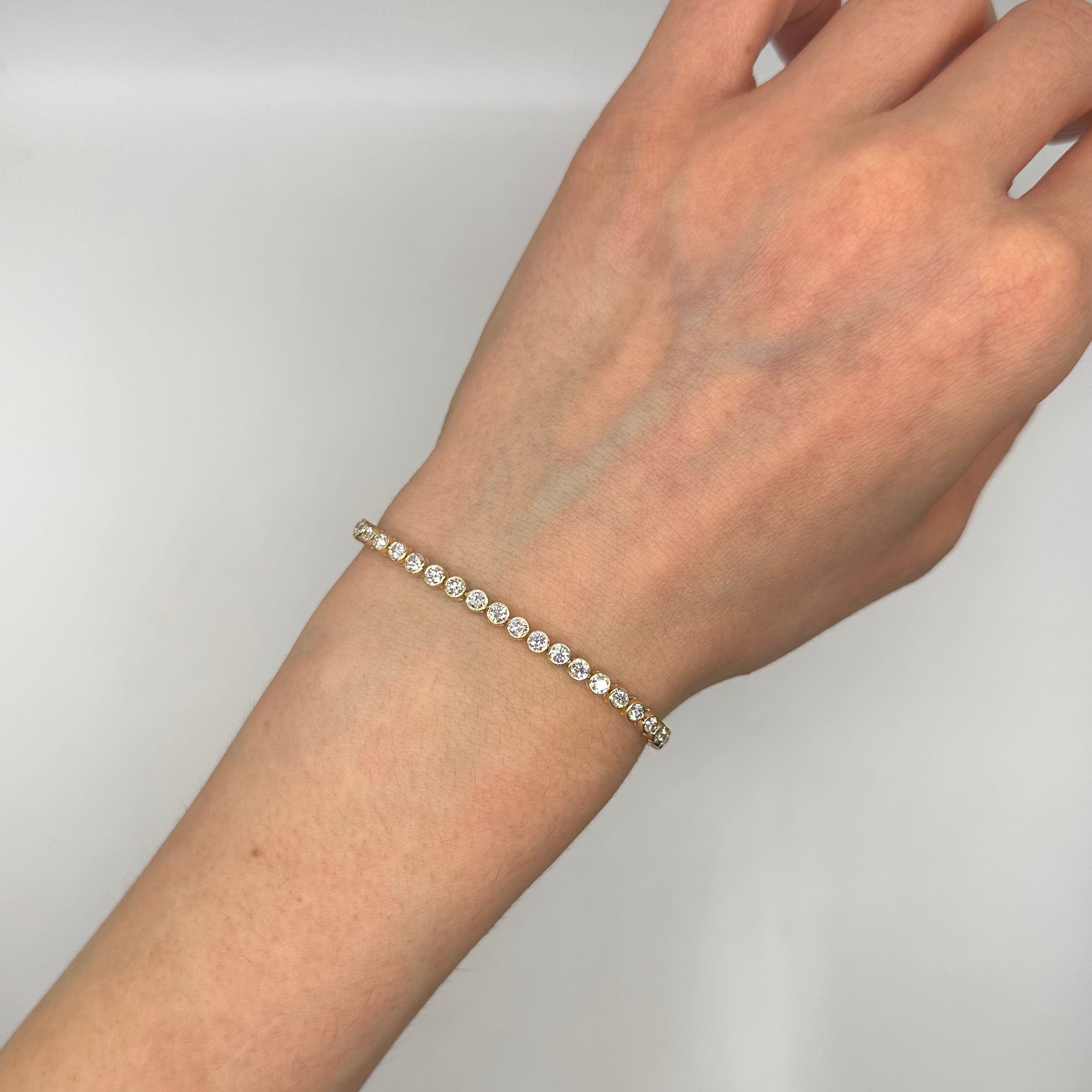 14K Yellow Gold Bezel Set Diamond Tennis Bracelet – 3.22 CT PJBR5587A-017