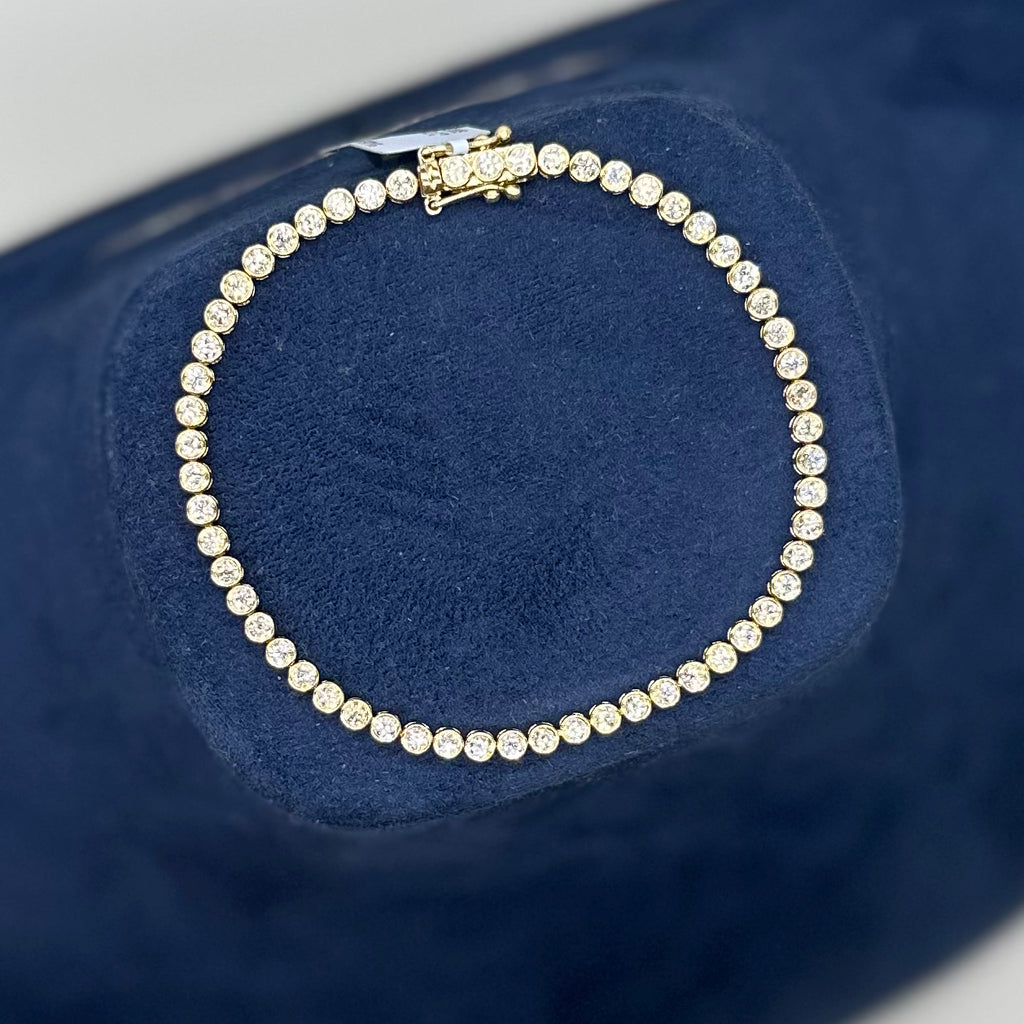 14K Yellow Gold Bezel Set Diamond Tennis Bracelet 2.32 PJBR5587-018