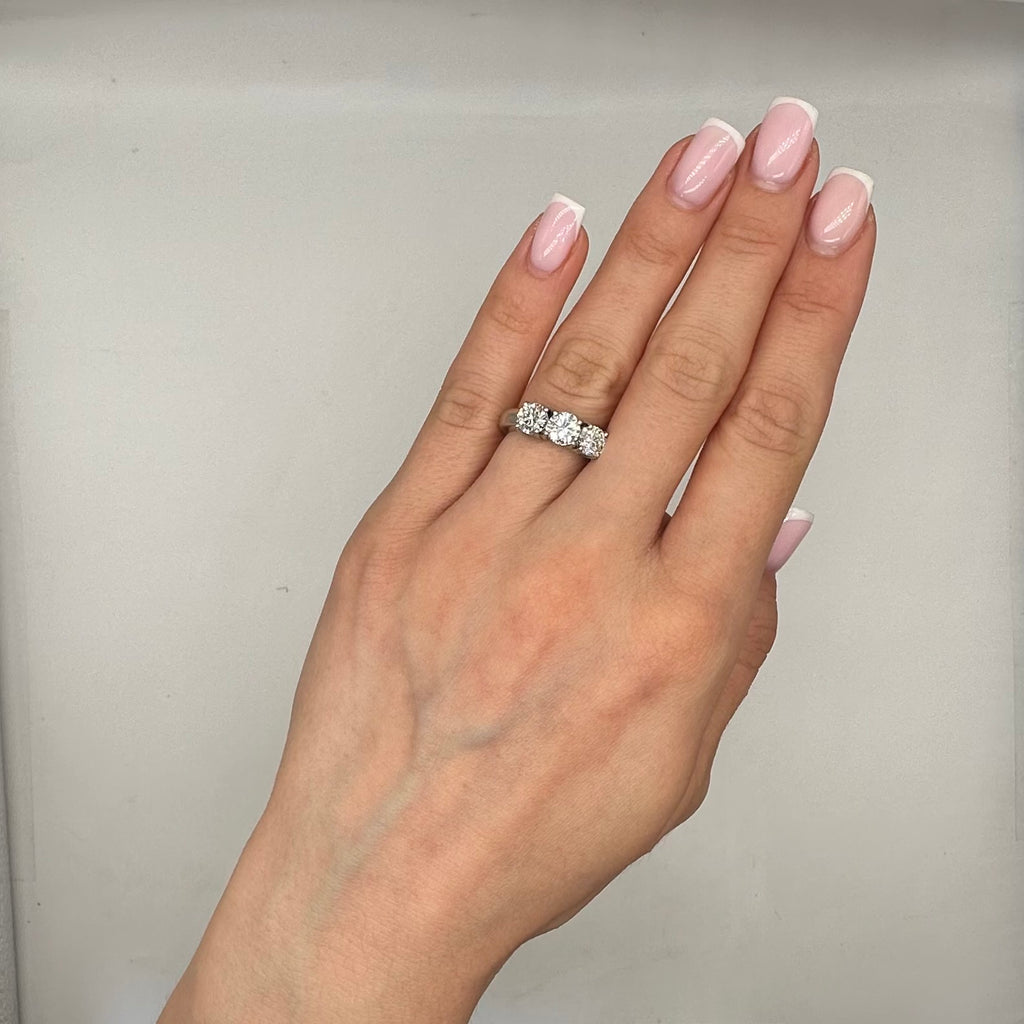 Platinum 2.55CT Round Diamond Three-Stone Ring WB226