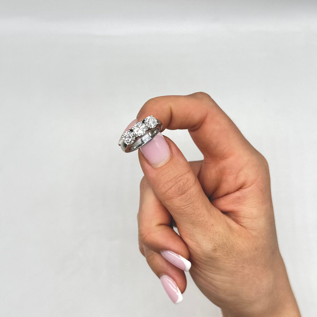 Platinum 2.55CT Round Diamond Three-Stone Ring WB226