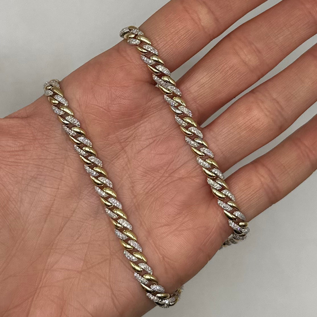 18K Two-Tone Gold Diamond Cuban Chain – 2.67CT CC4219-3
