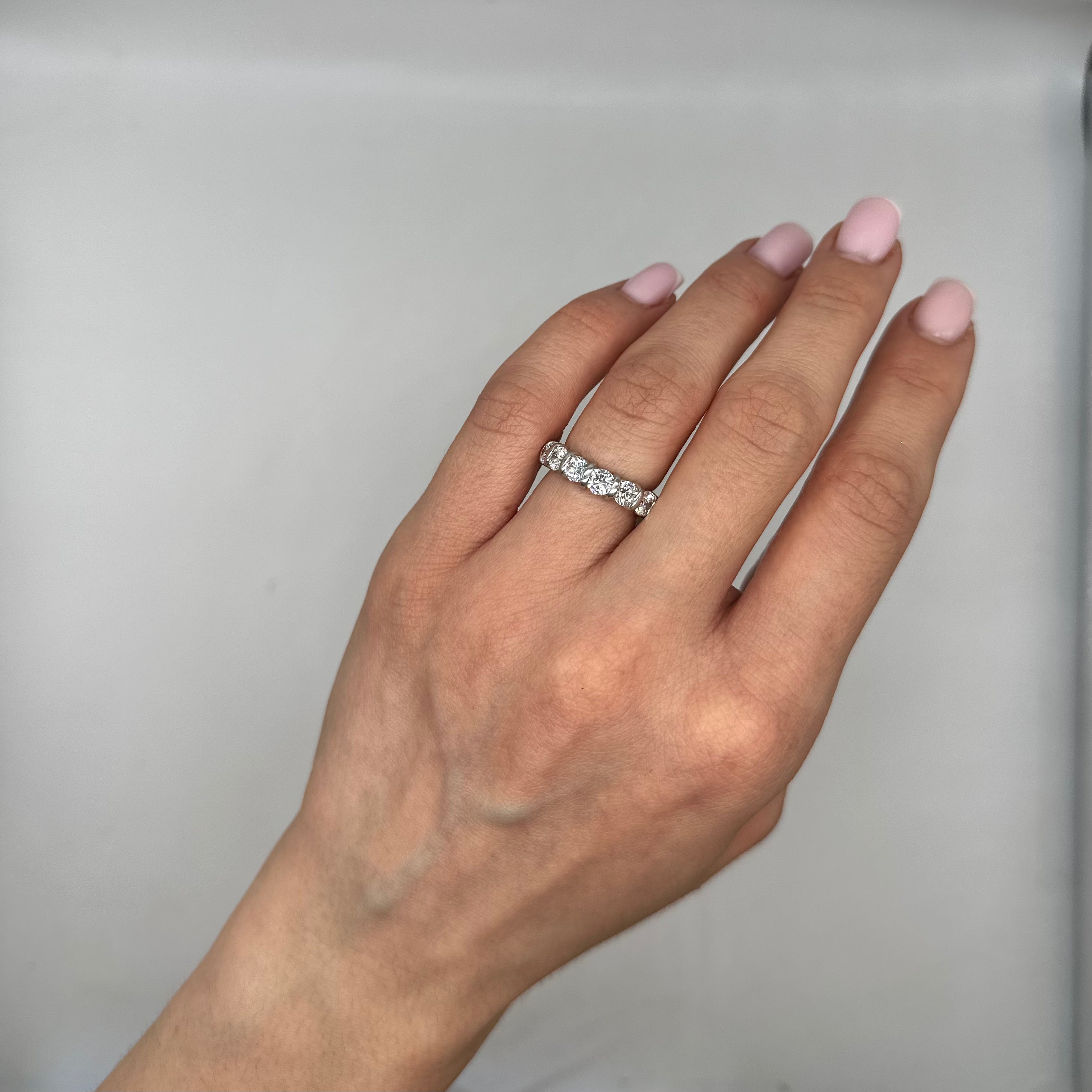 Platinum 5.00CT Diamond Bar-Set Eternity Band Ring WB816 TJJJ