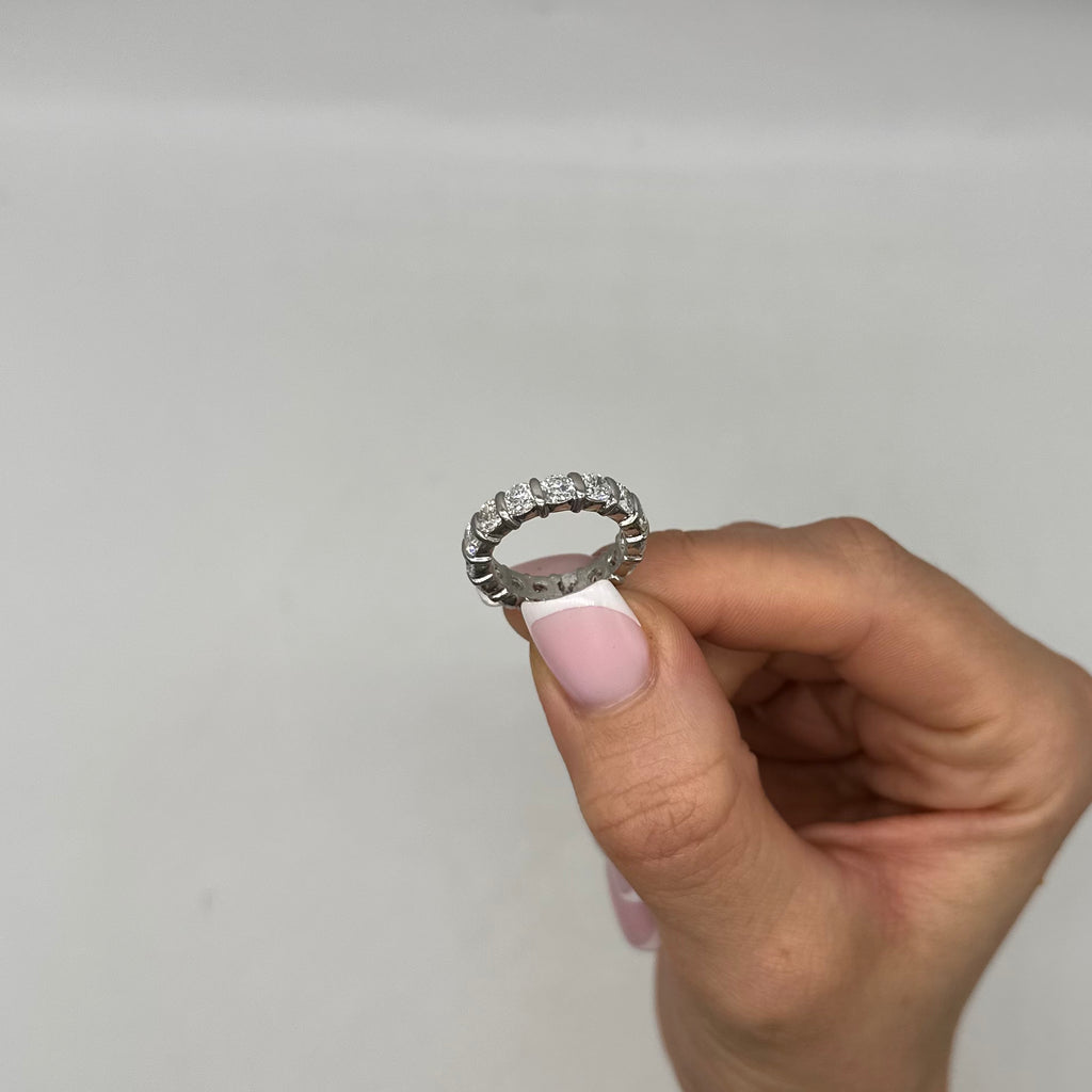Platinum 5.00CT Diamond Bar-Set Eternity Band Ring WB816 TJJJ