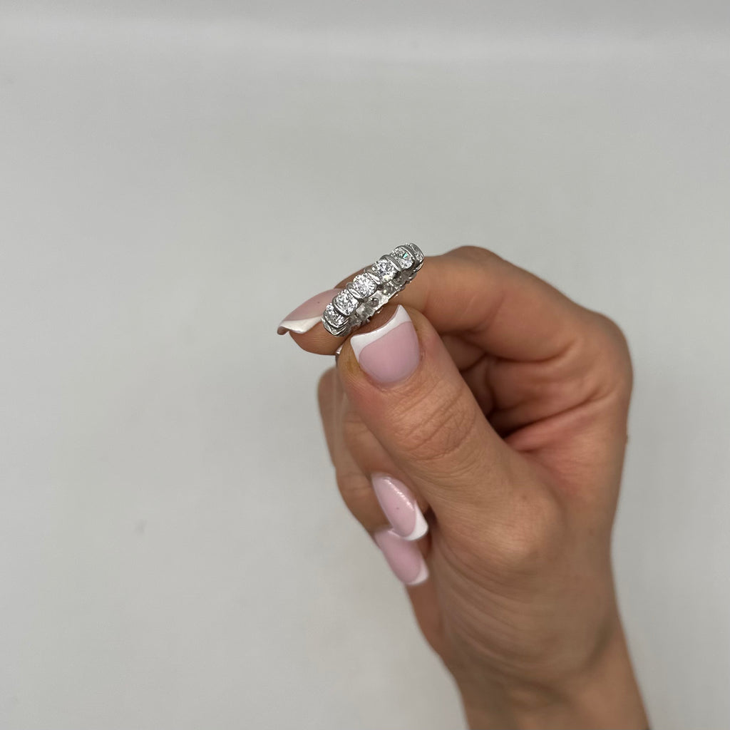 Platinum 5.00CT Diamond Bar-Set Eternity Band Ring WB816 TJJJ