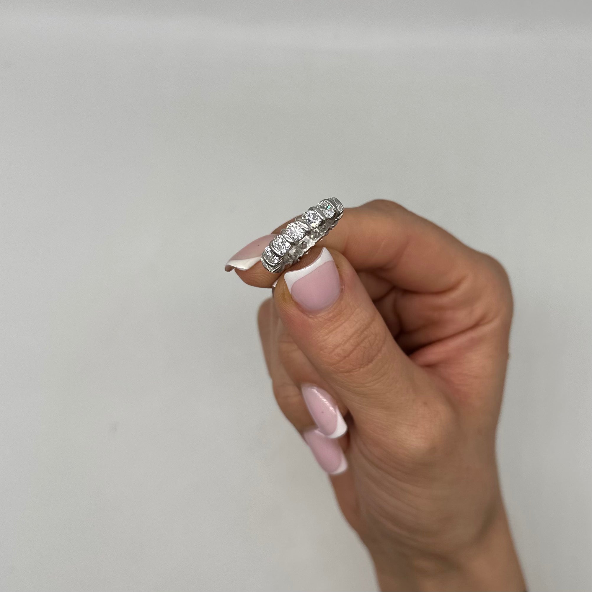 Platinum 5.00CT Diamond Bar-Set Eternity Band Ring WB816 TJJJ
