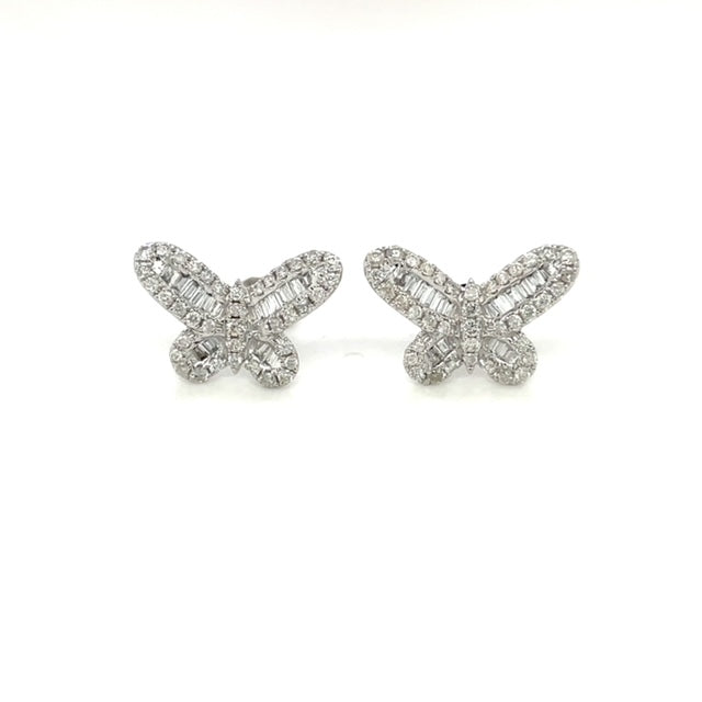 1.35ct BG & Round Butterfly Earrings with 14K White Gold DIER101