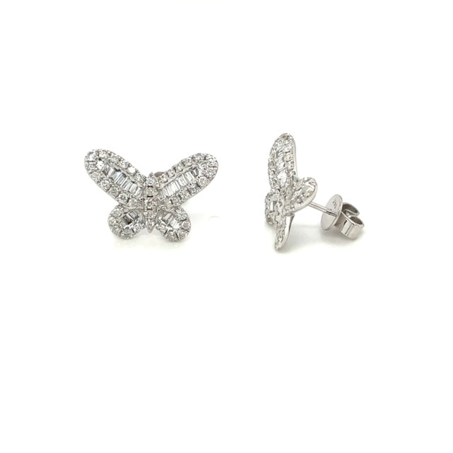 1.35ct BG & Round Butterfly Earrings with 14K White Gold DIER101