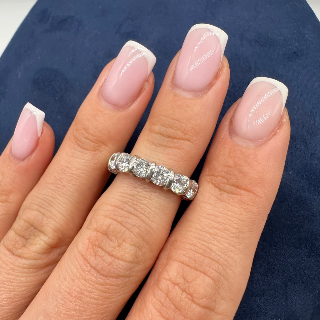 Platinum 5.00CT Diamond Bar-Set Eternity Band Ring WB816 TJJJ