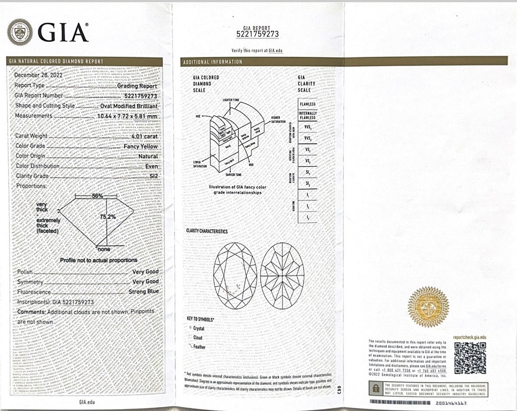 Platinum GIA Certified Fancy Yellow Diamond Ring – 4.01CT Center | BA766TS