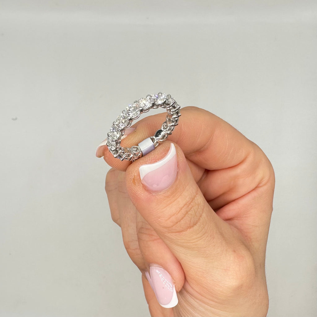 18K White Gold 3.45CT Diamond Eternity Band Ring WB219 GNJJ
