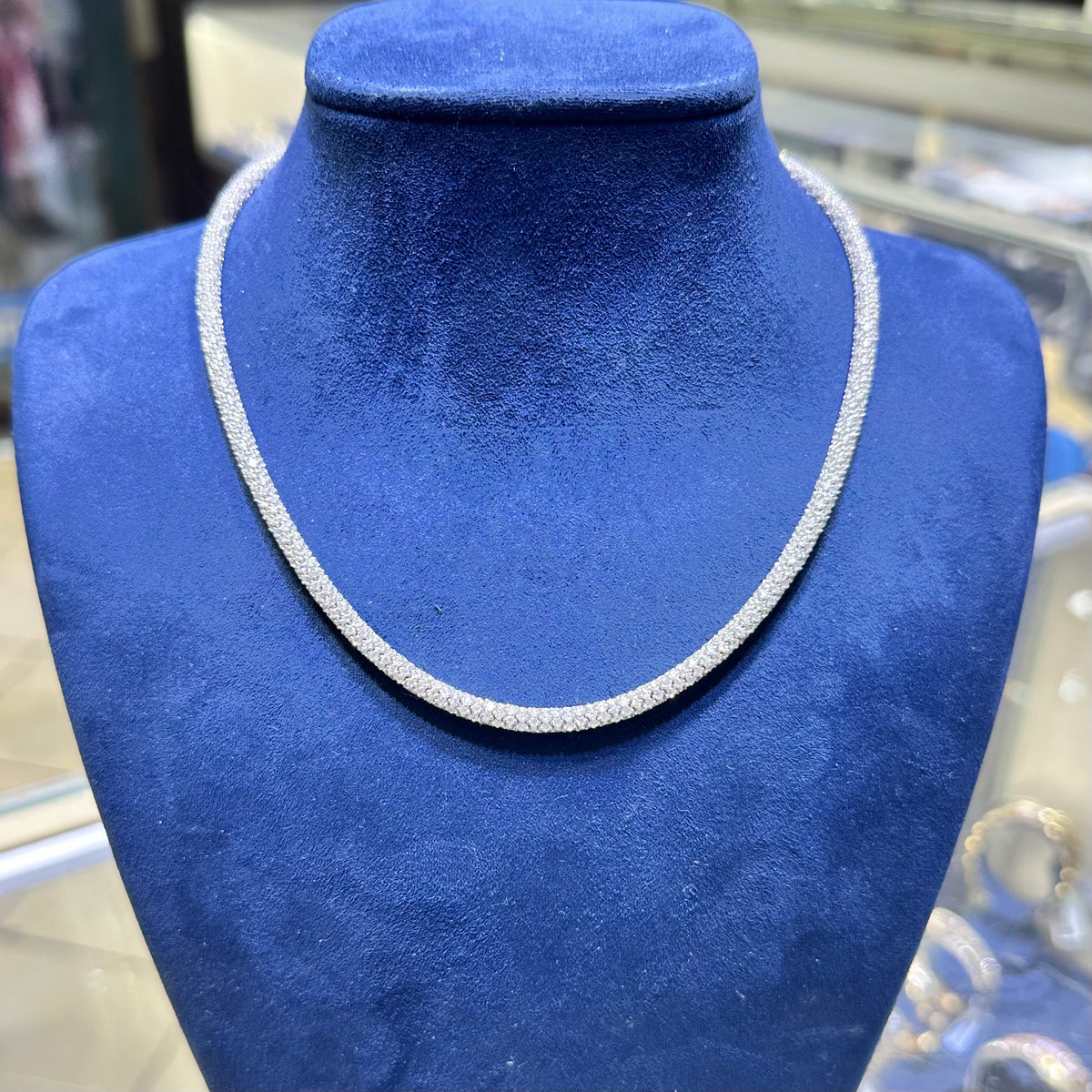 14K White Gold 14.39 CT Diamond Pavé Necklace – ARJC0012-006