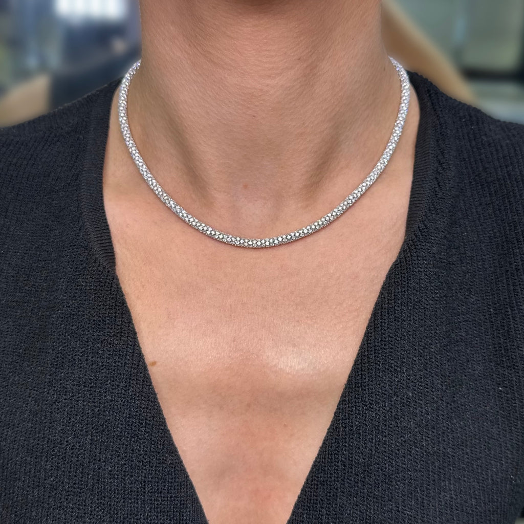 14K White Gold 14.39 CT Diamond Pavé Necklace – ARJC0012-006