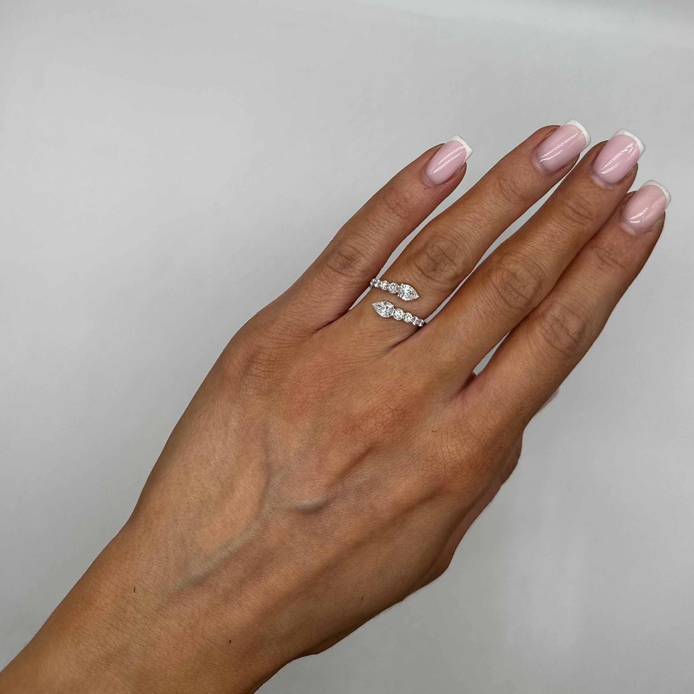 14K White Gold 1.10CT Pear & Round Diamond Ring AR18569-001