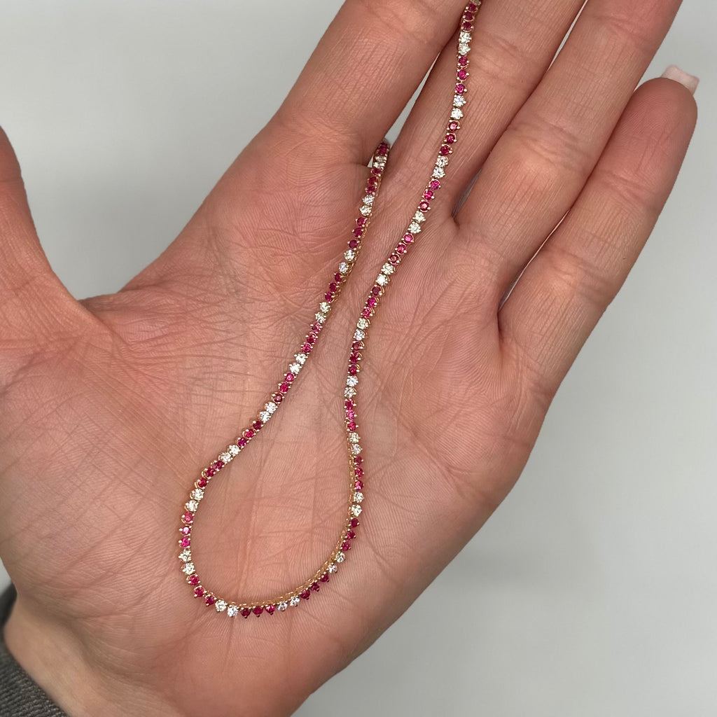 14K Yellow Gold Ruby & Diamond Necklace — 3.43 CT Ruby, 2.20 CT Diamonds PJN5293-RA1-007