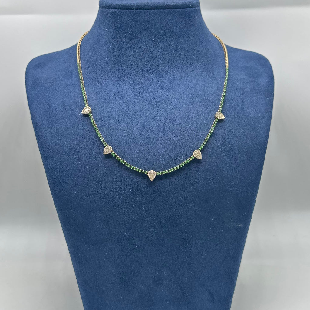 14K Yellow Gold Tsavorite & Diamond Necklace — 1.51 CT Tsavorite, 0.66 CT Diamonds KVN00134TS-002
