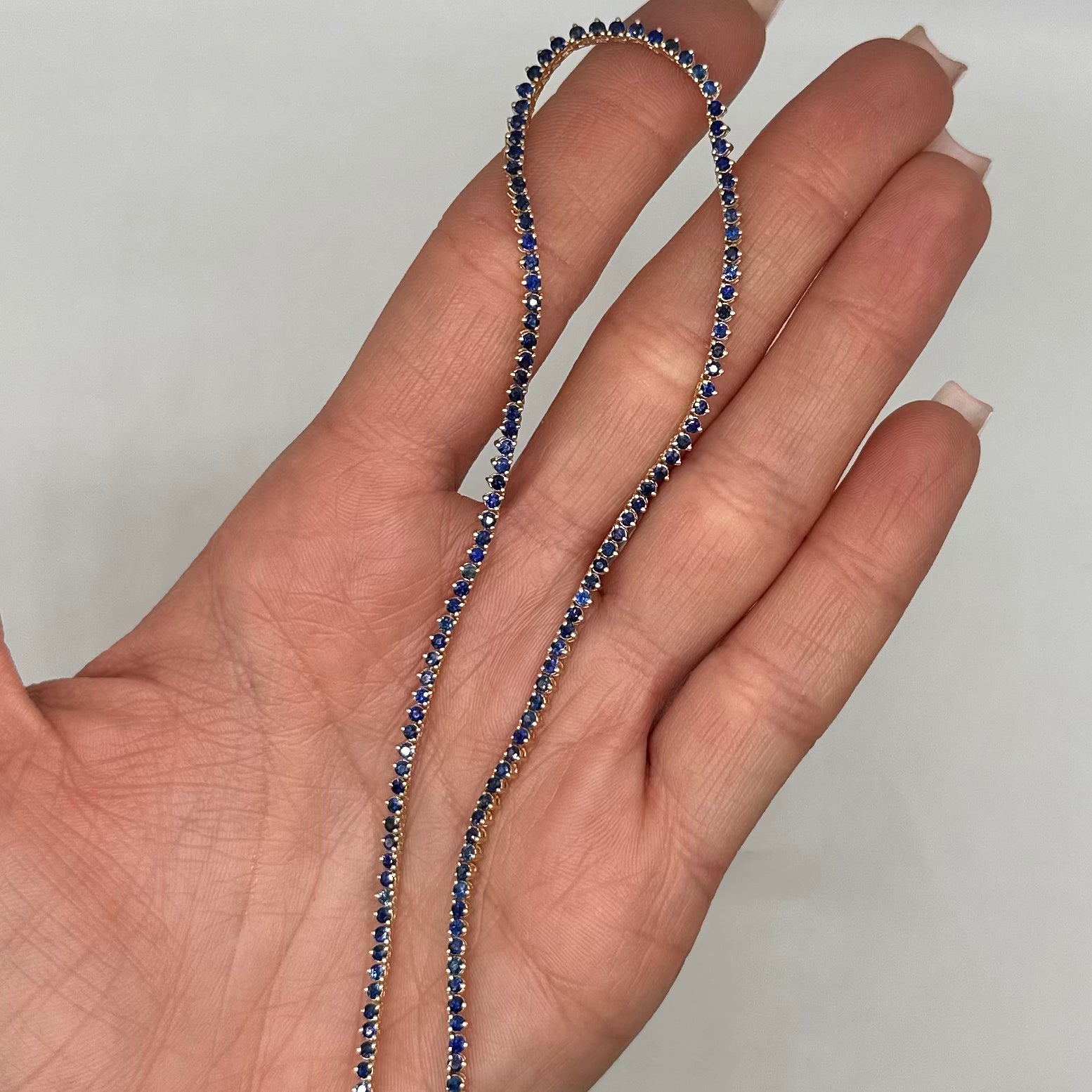 14K Yellow Gold Sapphire Tennis Necklace – 6.79 CT, 16 Inch PJN5293-SA1-004