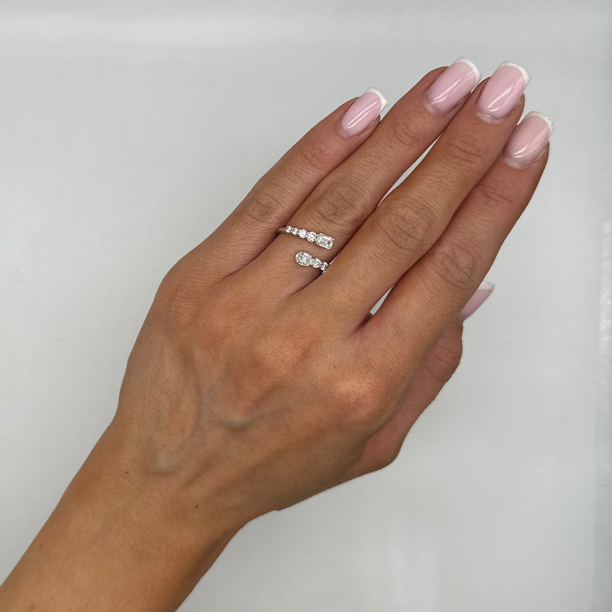 14K White Gold Diamond Open Ring – 0.97CT Diamonds AR18568-001